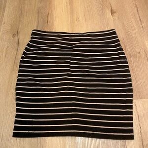 Black and White Striped Pencil Skirt